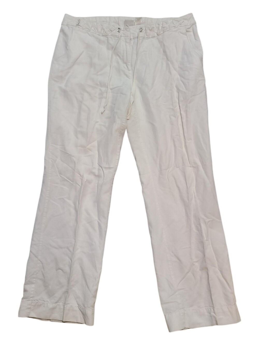 White Linen Blend Trousers 14